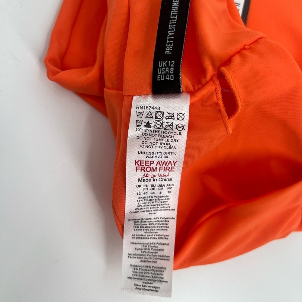 NWT PrettyLittleThing orange o ring halter top bikini set size UK12 US8 - Picture 10 of 10